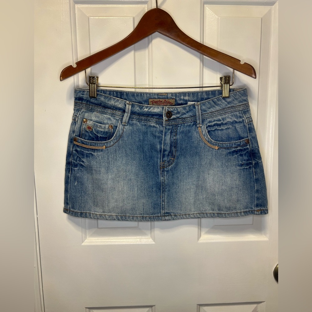 Y2K Paris Blues Denim Mini Skirt